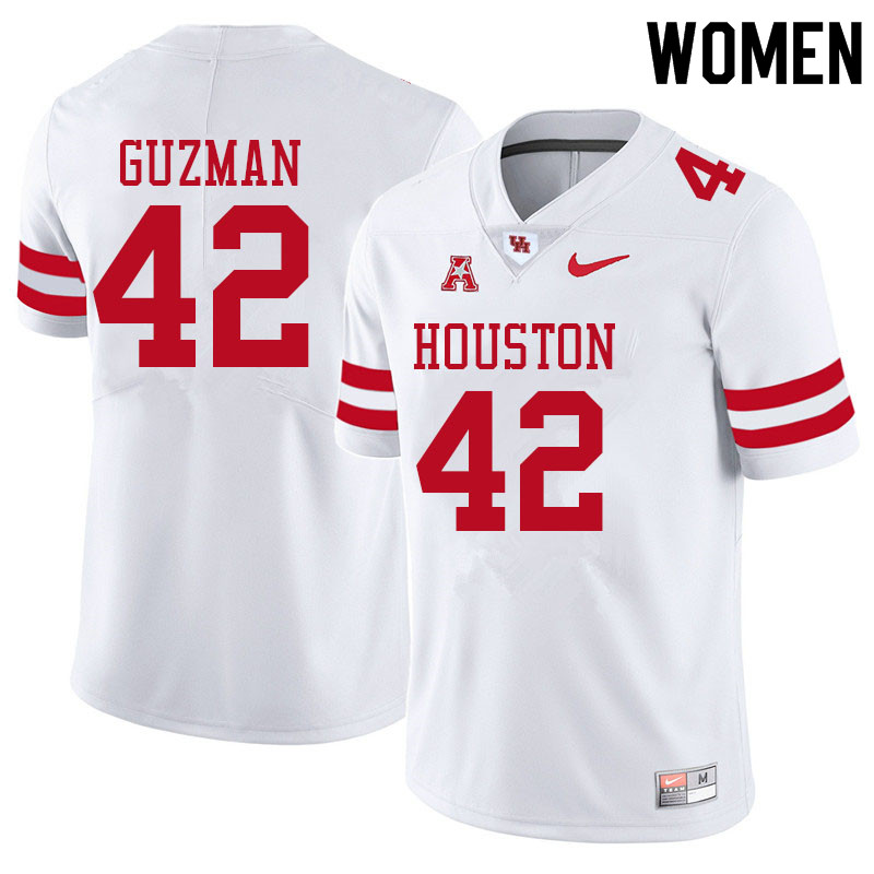 Women #42 Noah Guzman Houston Cougars College Football Jerseys Sale-White